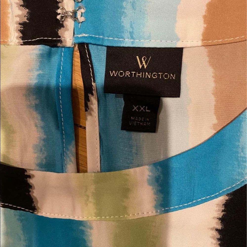 Worthington Multi Color Vertical Stripe Short Sle… - image 3